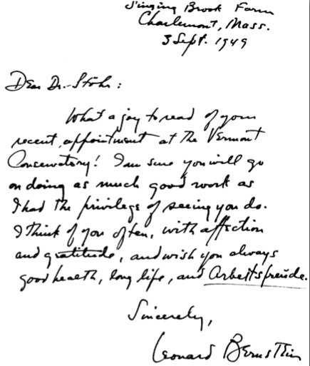 Letter from Leonard Bernstein 1949.