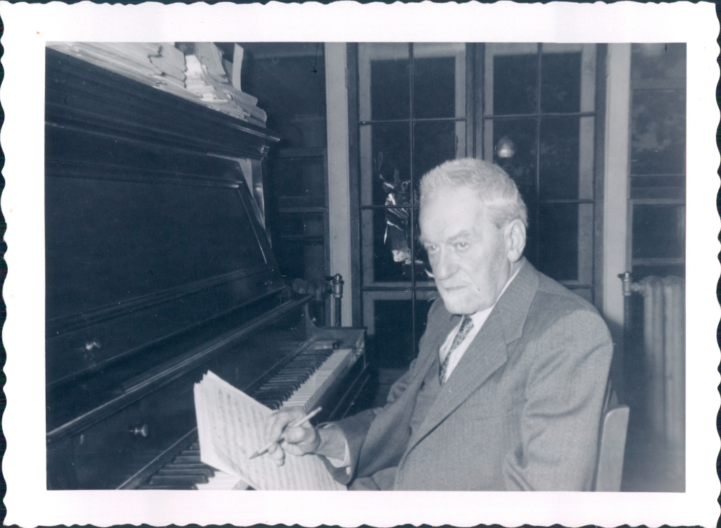 Stoehr in his room in Prevel Hall, 1950's.